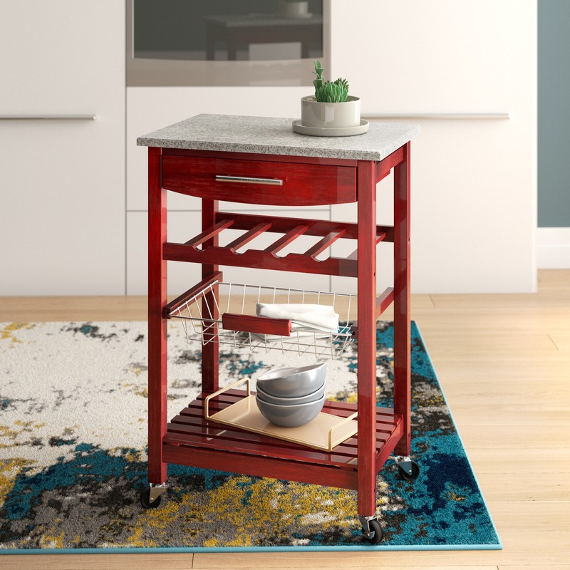 Macy 22.88'' Wide Rolling Kitchen Cart with Granite Top