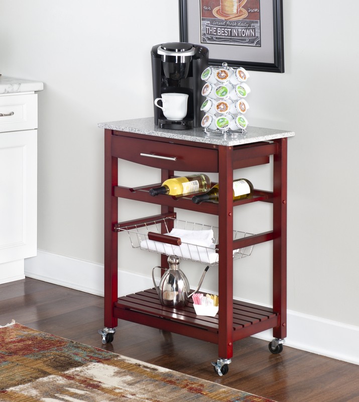 Macy 22.88'' Wide Rolling Kitchen Cart with Granite Top