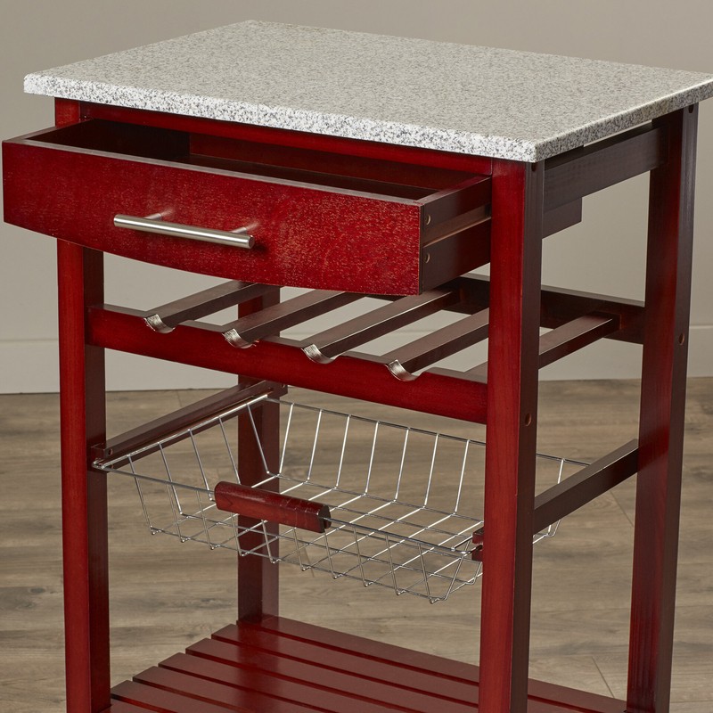 Macy 22.88'' Wide Rolling Kitchen Cart with Granite Top