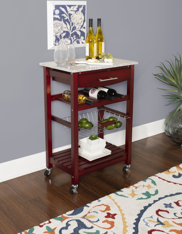 Macy 22.88'' Wide Rolling Kitchen Cart with Granite Top