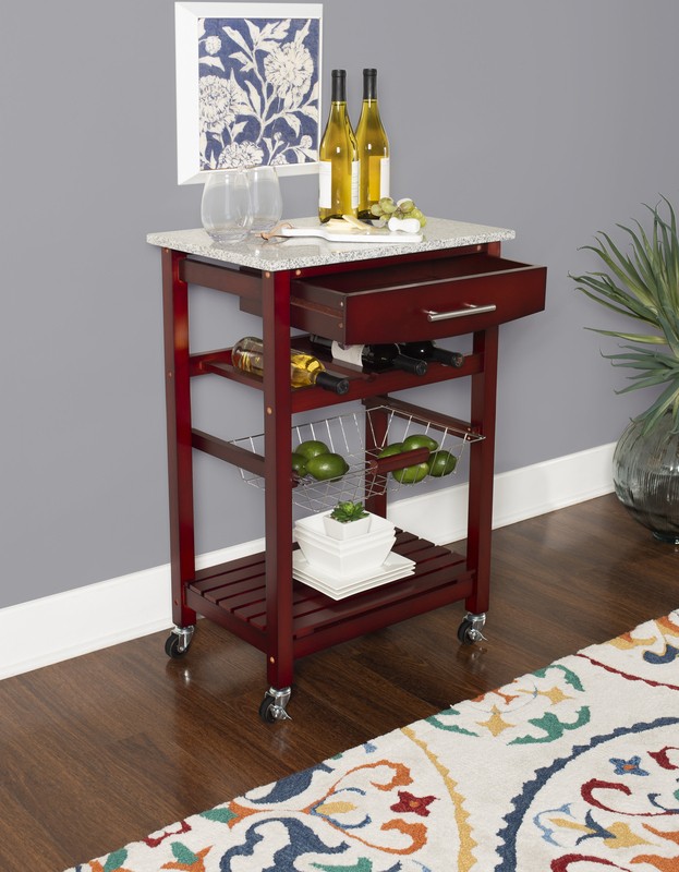 Macy 22.88'' Wide Rolling Kitchen Cart with Granite Top