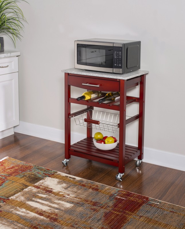 Macy 22.88'' Wide Rolling Kitchen Cart with Granite Top