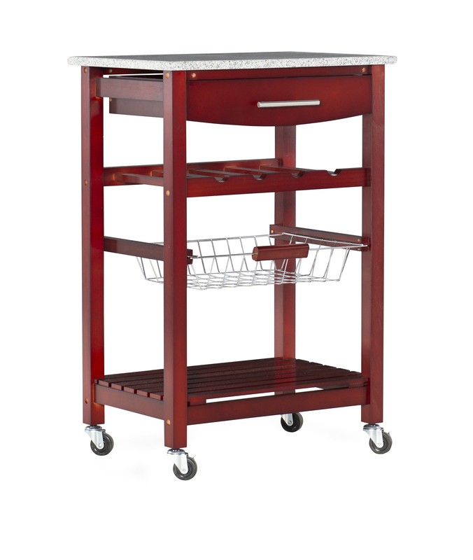 Macy 22.88'' Wide Rolling Kitchen Cart with Granite Top