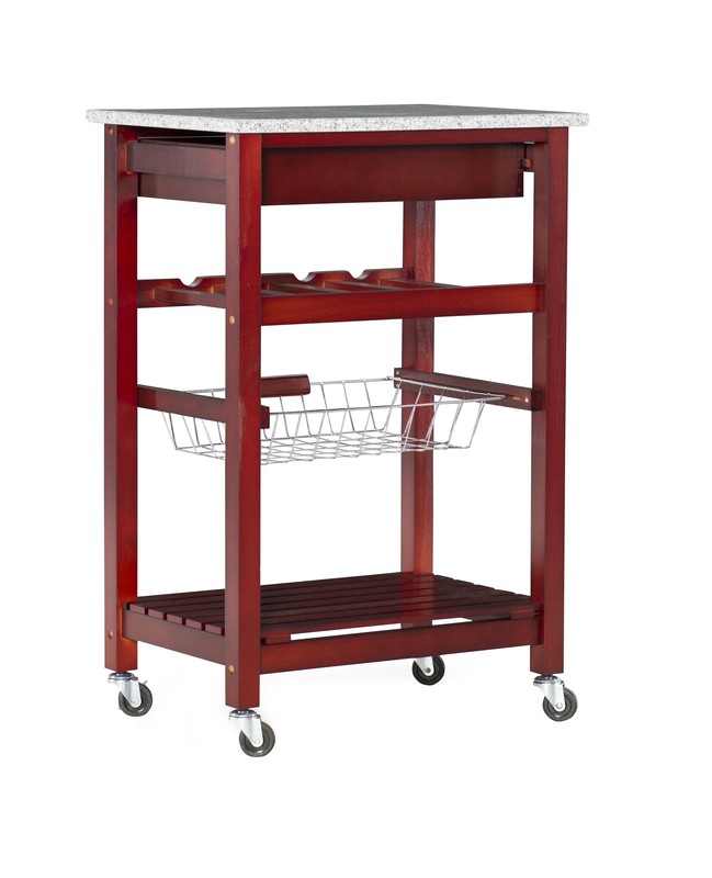 Macy 22.88'' Wide Rolling Kitchen Cart with Granite Top