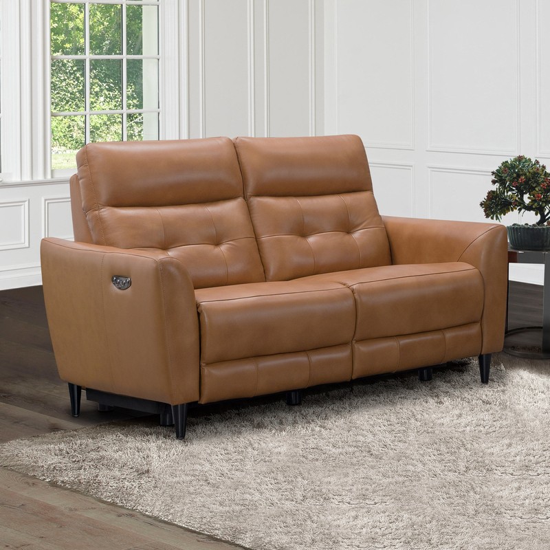 Maes 60'' Genuine Leather Square Arm Power Reclining Loveseat