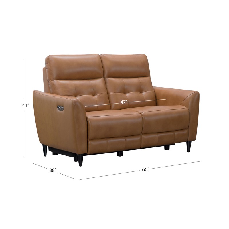 Maes 60'' Genuine Leather Square Arm Power Reclining Loveseat