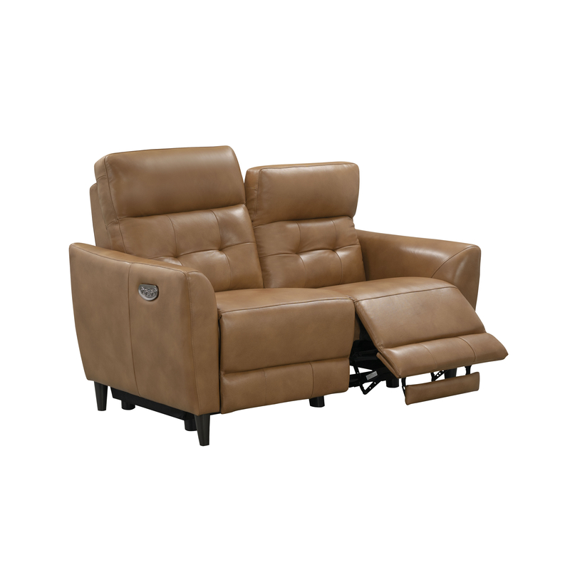Maes 60'' Genuine Leather Square Arm Power Reclining Loveseat