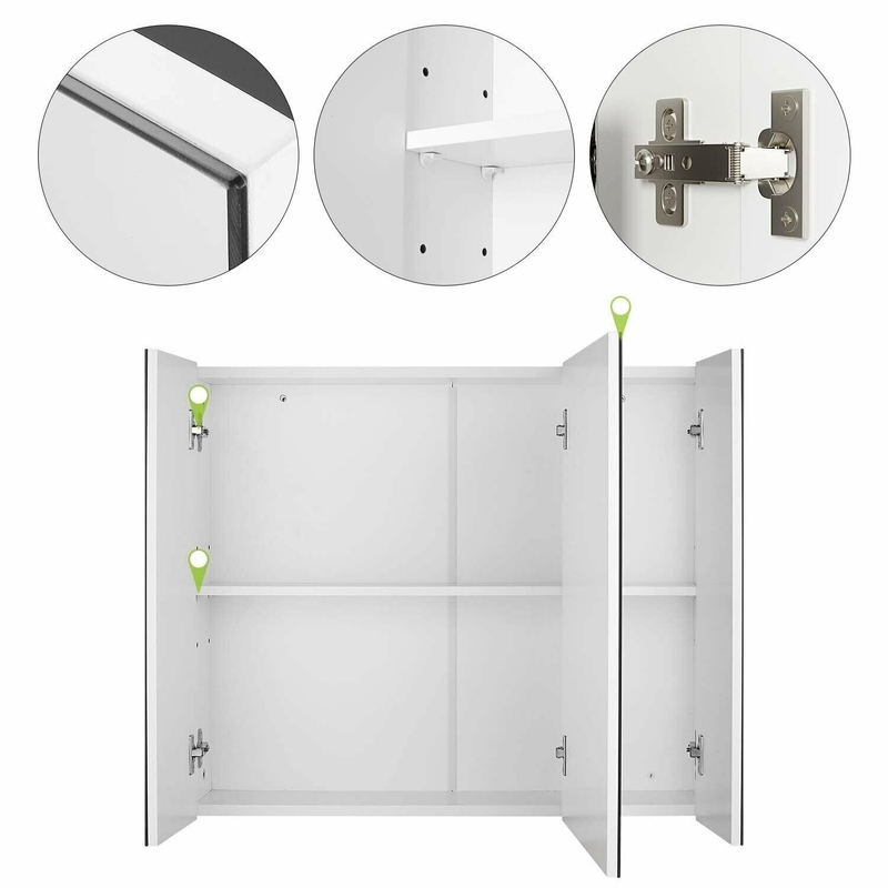 Marthvale Surface Mount Framed 3 Door Medicine Cabinet with 2 Adjustable Shelves