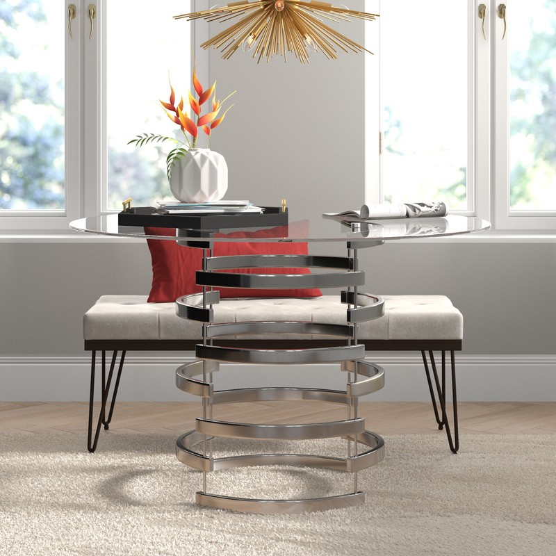 Maximilian 47.25'' Iron Pedestal Dining Table