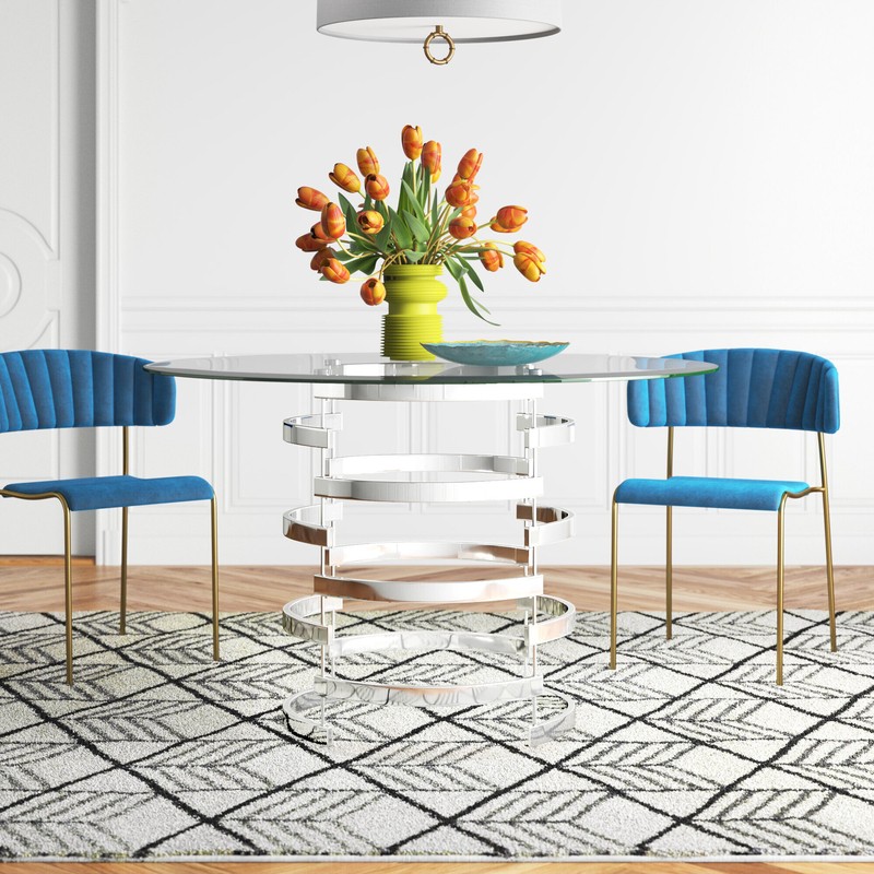 Maximilian 47.25'' Iron Pedestal Dining Table