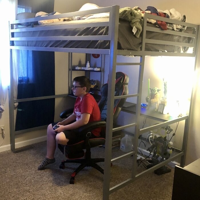 Maxwell Metal Loft Bed with Built-in-Desk by Novogratz