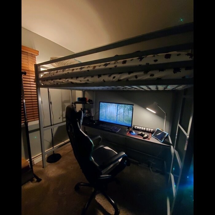 Maxwell Metal Loft Bed with Built-in-Desk by Novogratz
