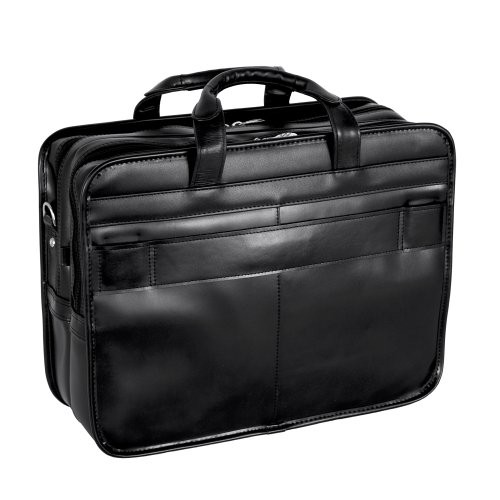 McKleinUSA, P Series, Franklin, Top Grain Cowhide Leather, 17" Leather Patented Detachable Wheeled Laptop Briefcase, Black (86445)