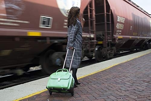 McKleinUSA W Series, Glen Ellyn, Top Grain Cowhide Leather, 15" Leather Patented Detachable -Wheeled Ladies' Laptop Briefcase, Green (94361), 18 L x 9 W x 14 5 H