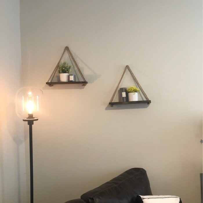 Mcspadden 2 Piece Triangle Solid Wood Floating Shelf