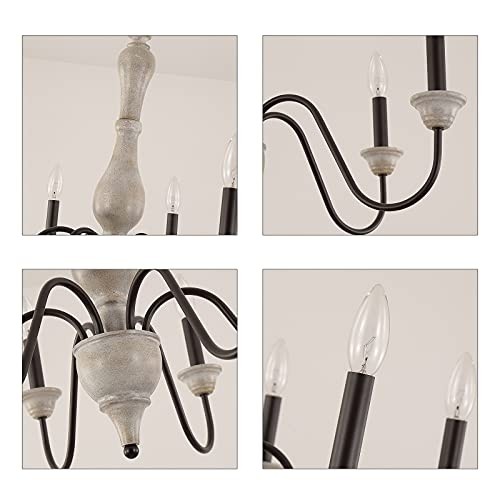 MEIXISUE French Country Chandelier,Farmhouse Vintage Antique Chandelier Pendant Light Fixtures for Kitchen Island Dining Room Living Room Foyer Entryway Office