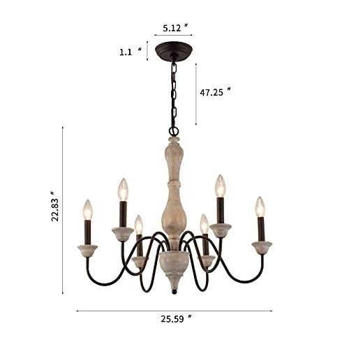 MEIXISUE French Country Chandelier,Farmhouse Vintage Antique Chandelier Pendant Light Fixtures for Kitchen Island Dining Room Living Room Foyer Entryway Office
