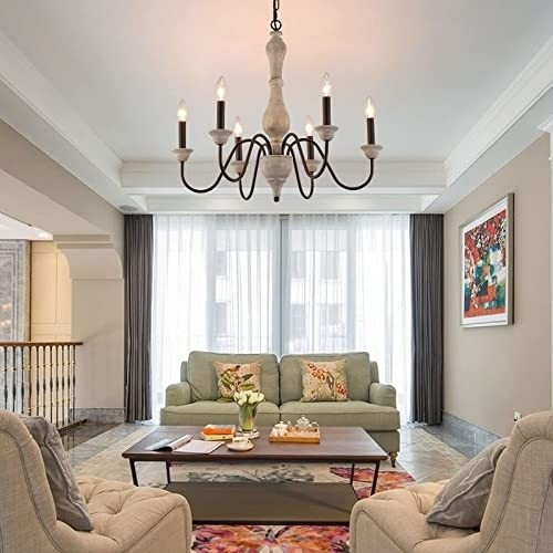 MEIXISUE French Country Chandelier,Farmhouse Vintage Antique Chandelier Pendant Light Fixtures for Kitchen Island Dining Room Living Room Foyer Entryway Office