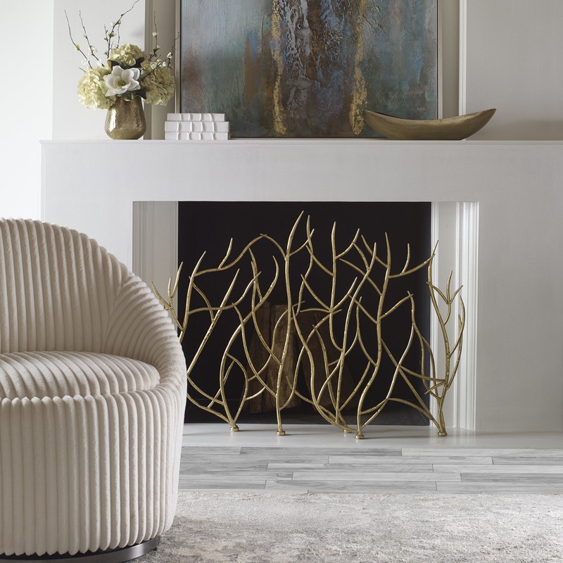 Memoire Single Panel Iron Fireplace Screen