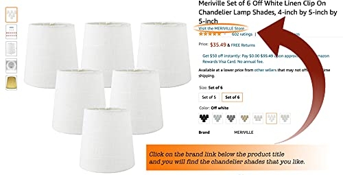 Meriville Set of 6 Capri Linen Clip On Chandelier Lamp Shades, 4-inch by 6-inch by 5-inch