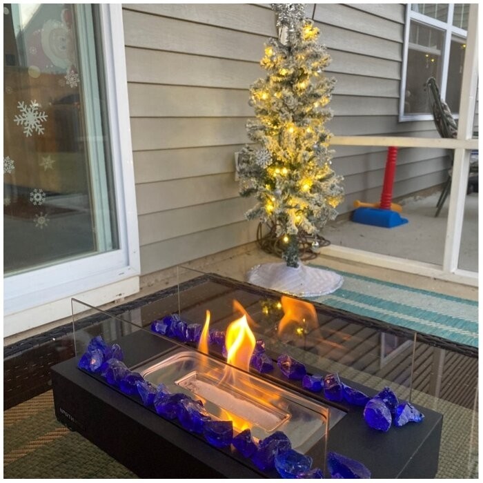 Metal Bio-Ethanol Outdoor Tabletop Fireplace with Flame Guard