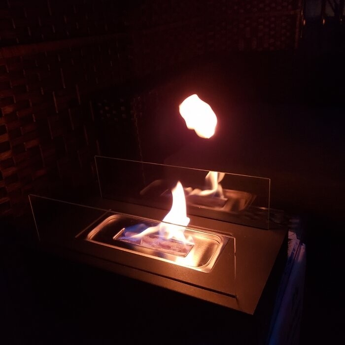 Metal Bio-Ethanol Outdoor Tabletop Fireplace with Flame Guard