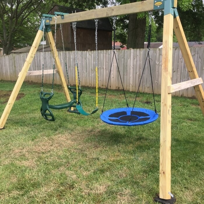 Metal/Plastic Two Person Glider with Chains and Hooks