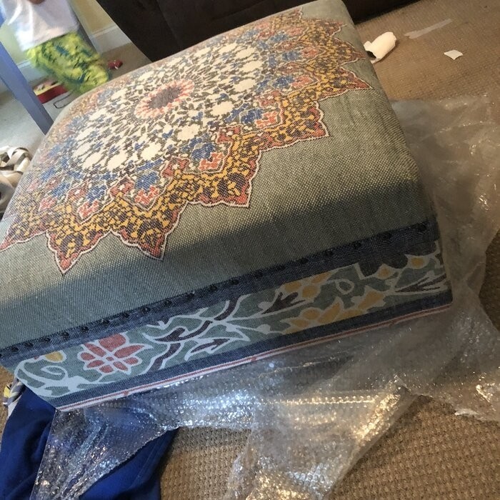 Mikel 32'' Wide Square Ikat Ottoman