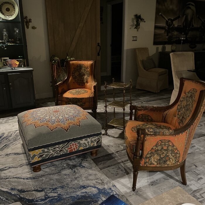 Mikel 32'' Wide Square Ikat Ottoman