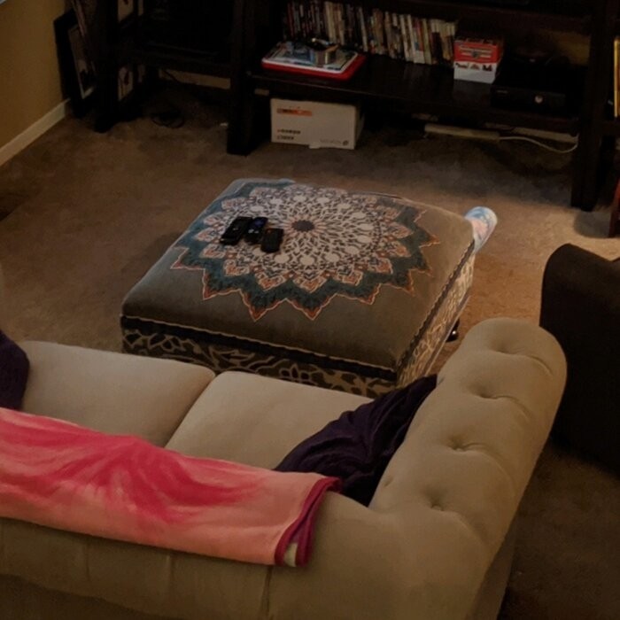 Mikel 32'' Wide Square Ikat Ottoman