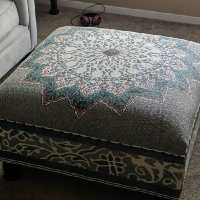 Mikel 32'' Wide Square Ikat Ottoman