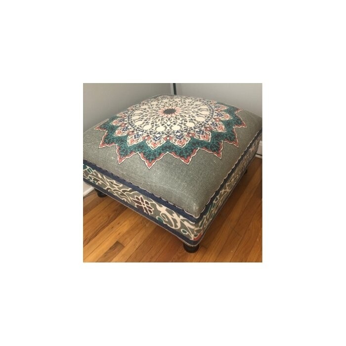 Mikel 32'' Wide Square Ikat Ottoman