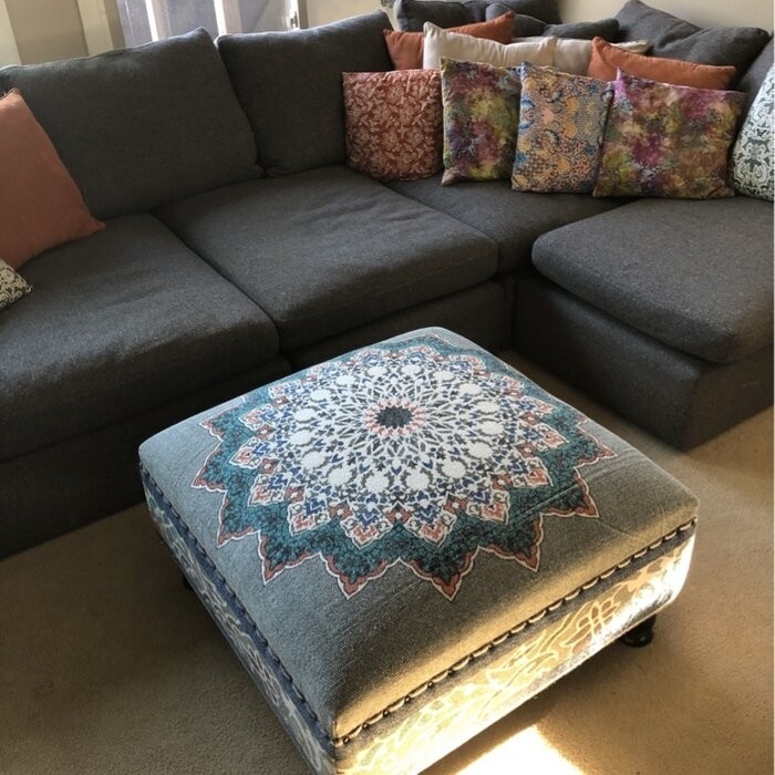 Mikel 32'' Wide Square Ikat Ottoman