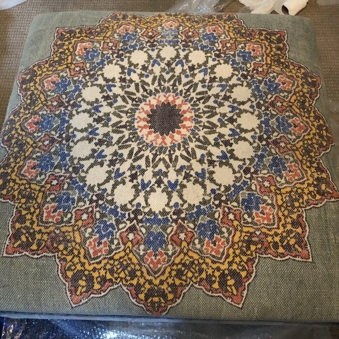 Mikel 32'' Wide Square Ikat Ottoman