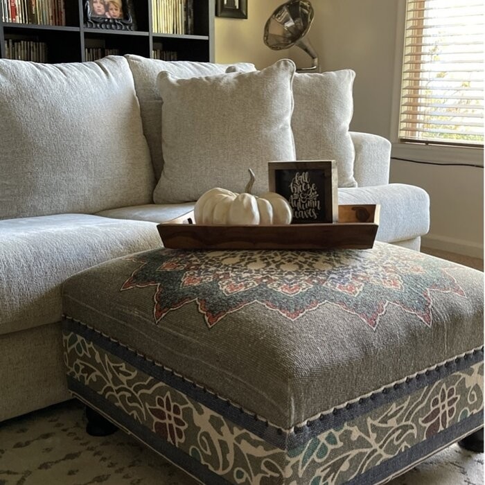 Mikel 32'' Wide Square Ikat Ottoman