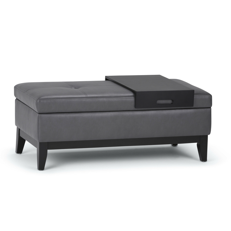 Minster 42.1'' Wide Faux Leather Tufted Rectangle Storage Ottoman with Storage