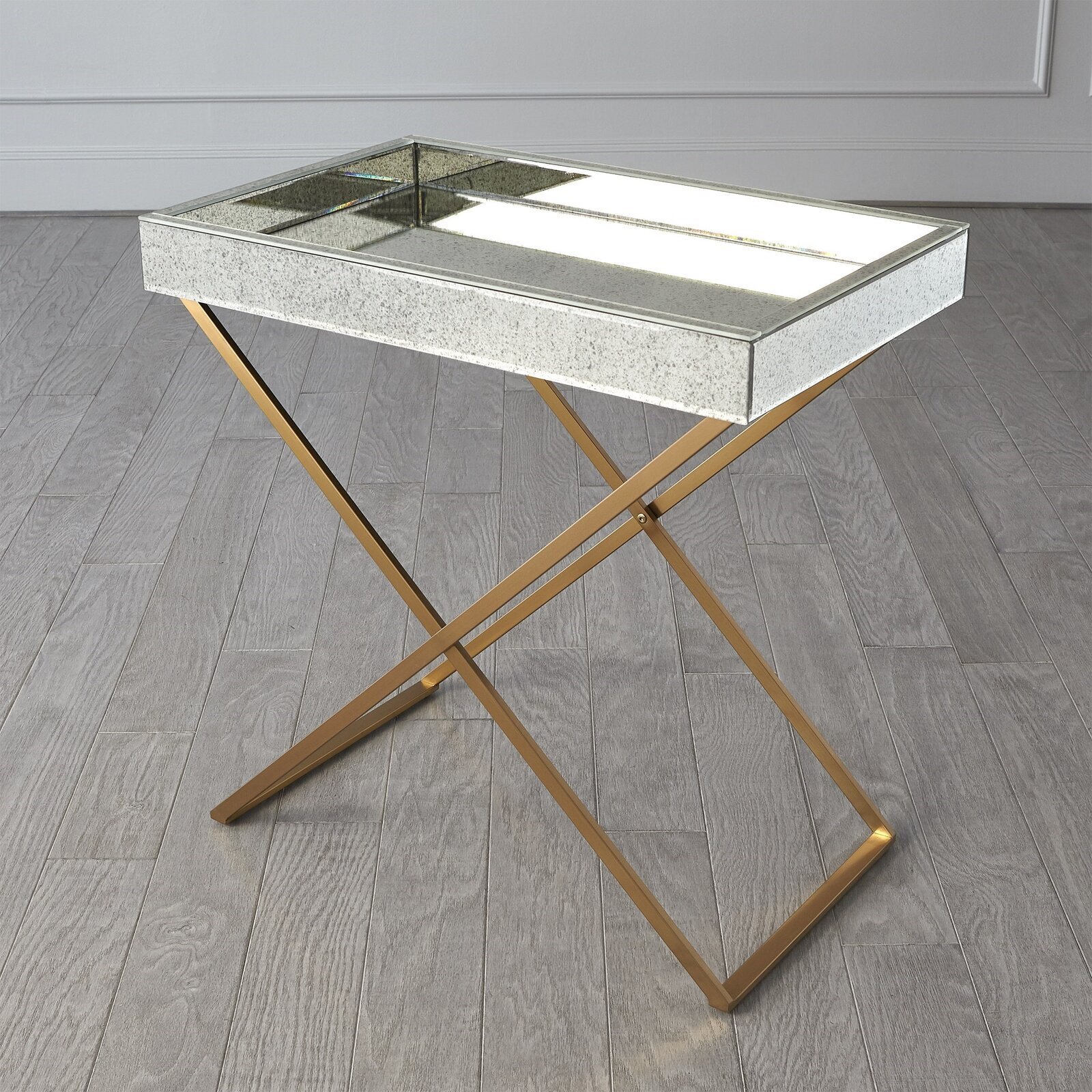 Mirror Topped Metal Folding Table