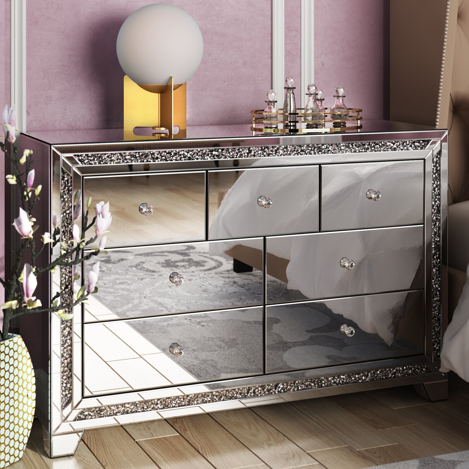 Mirrored Silver Furniture Dresser