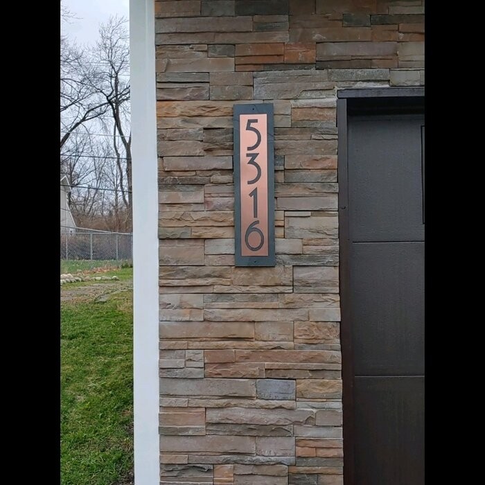 Modern Copper 5-Line Wall Address Plaque