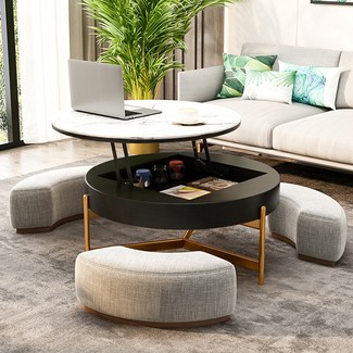 Round Coffee Table With Stools - Foter