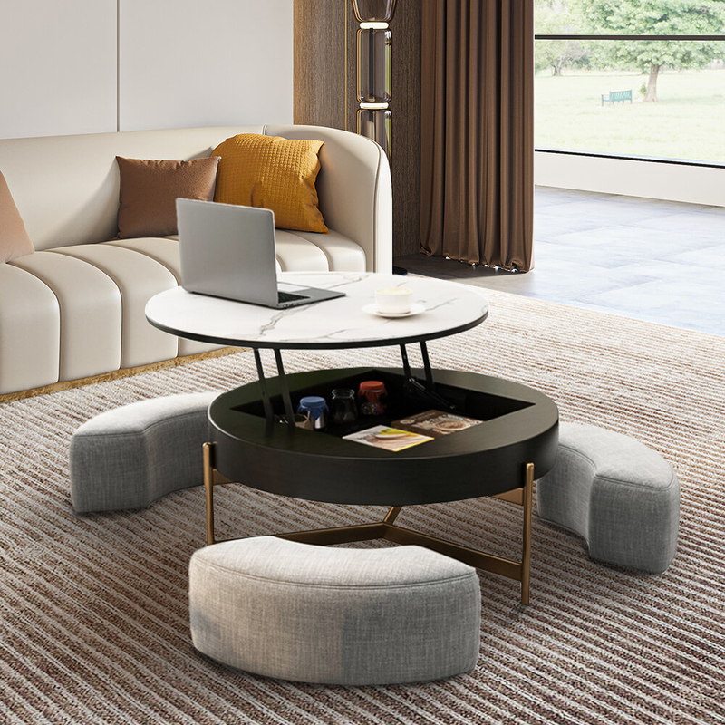 Nately Lift Top Extendable Pedestal Coffee Table with Storage