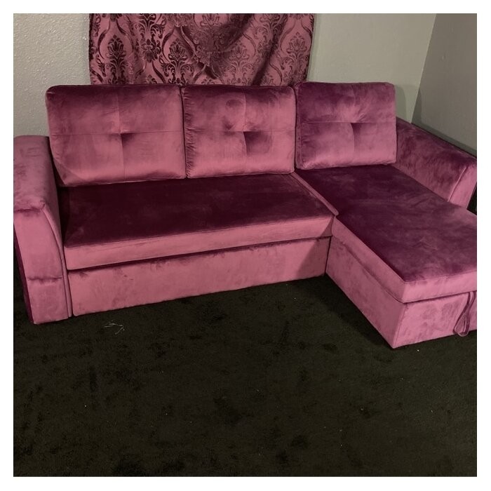Nelda 91" Velvet Round Arm Sofa Bed with Chaise
