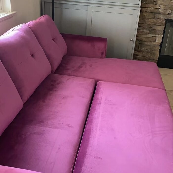 Nelda 91" Velvet Round Arm Sofa Bed with Chaise