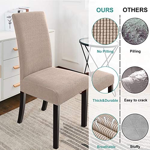 NORTHERN BROTHERS Dining Room Chair Slipcovers Dining Chair Covers Parsons Chair Slipcover Stretch Chair Covers for Dining Room Set of 6,Khaki