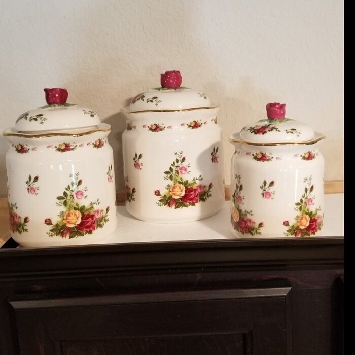 Old Country Roses 3 Piece Kitchen Canister Set