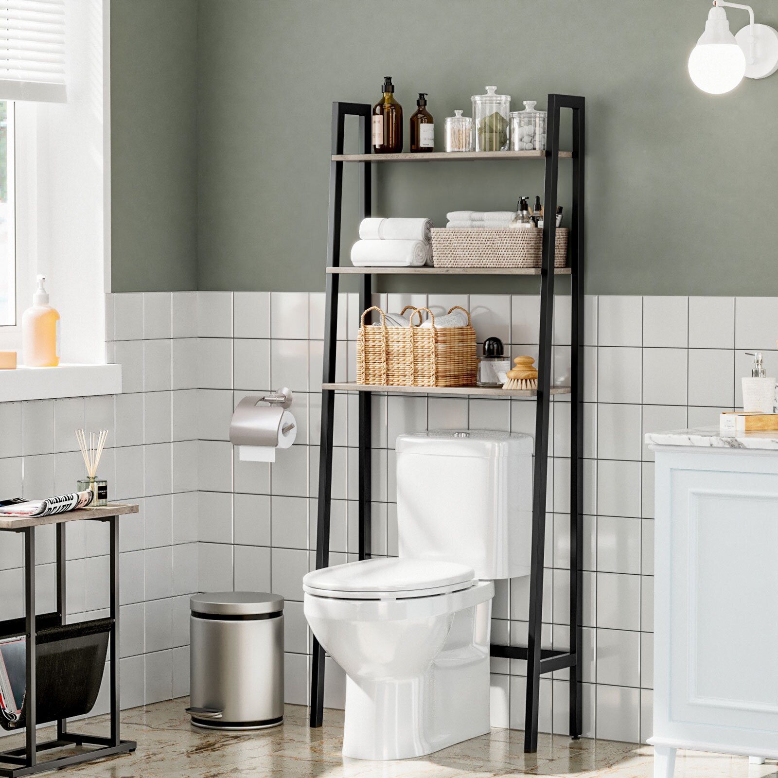 Open Shelving Over The Toilet Storage Cabinet