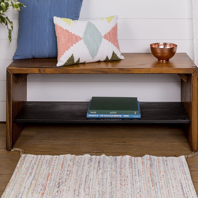 Osterhoudt Solid Wood Shelves Storage Bench