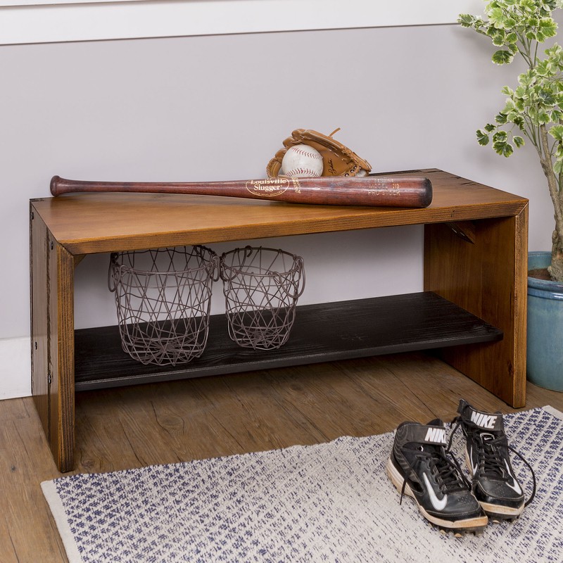 Osterhoudt Solid Wood Shelves Storage Bench