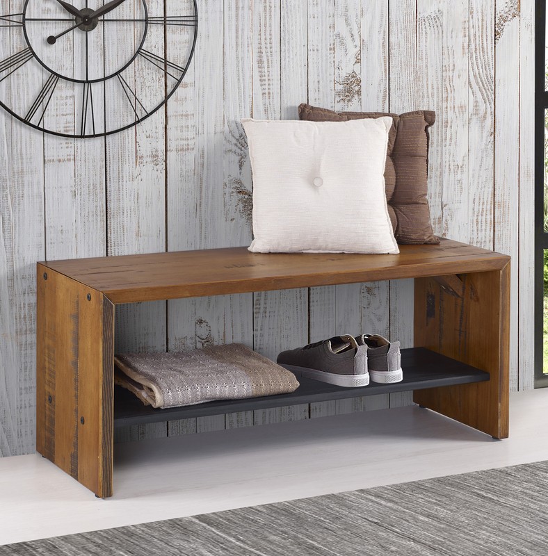 Osterhoudt Solid Wood Shelves Storage Bench