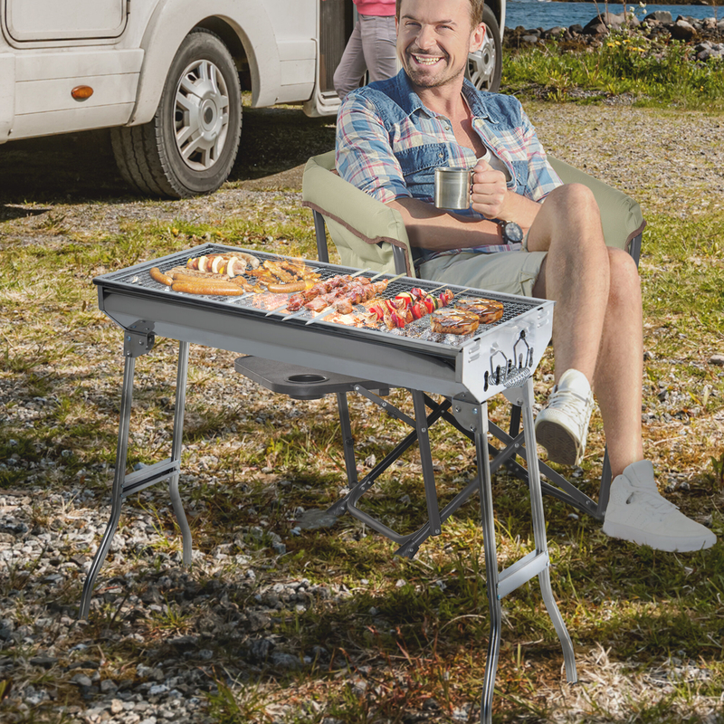Outsunny 13"" Barrel Charcoal Grill